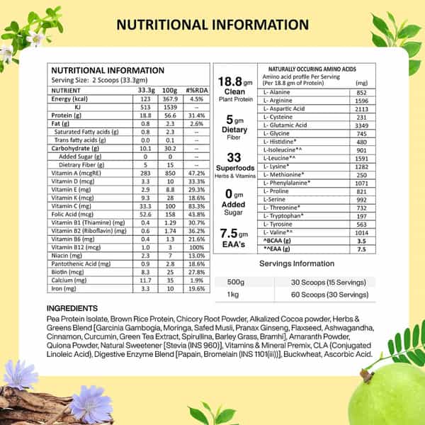 Vegan Greens Men Diet Meal In A Shake With Ayurvedic Herbs- Meal Replacement Shake (1 Kg, Chocolate)