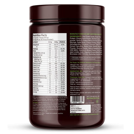 Vegan Greens Men Diet Meal In A Shake With Ayurvedic Herbs- Meal Replacement Shake (1 Kg, Chocolate)