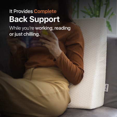 Frido Complete Back Support Wedge Cushion Made With Memory Foam With 1 White Color Cover