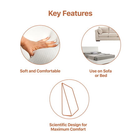 Frido Complete Back Support Wedge Cushion Made With Memory Foam With 1 White Color Cover