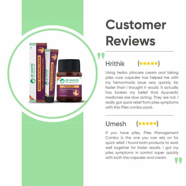 Dr. Vaidya's Piles Management Combo (2 Piles Care + 1 Pilocare Cream)