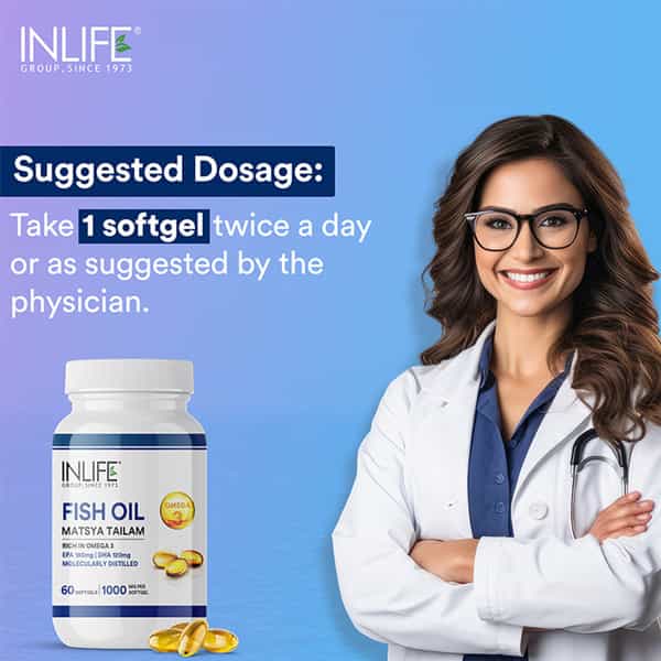 Inlife Fish Oil Omega 3 Capsules 180Mg Epa 120Mg Dha 1000Mg - 60 Softgels