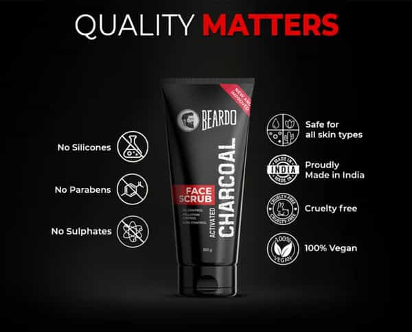 Beardo Activated Charcoal Anti-Pollution Face Scrub For Deep Pore Cleaning- 100 Gm