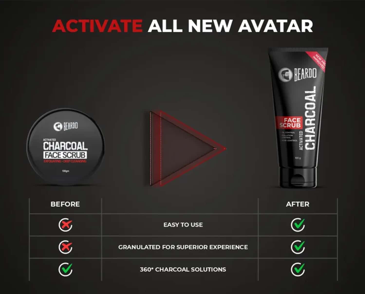 Buy BEARDO ACTIVATED CHARCOAL ANTI-POLLUTION FACE SCRUB FOR DEEP PORE
