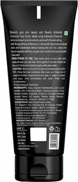 Beardo Activated Charcoal Anti-Pollution Face Scrub For Deep Pore Cleaning- 100 Gm