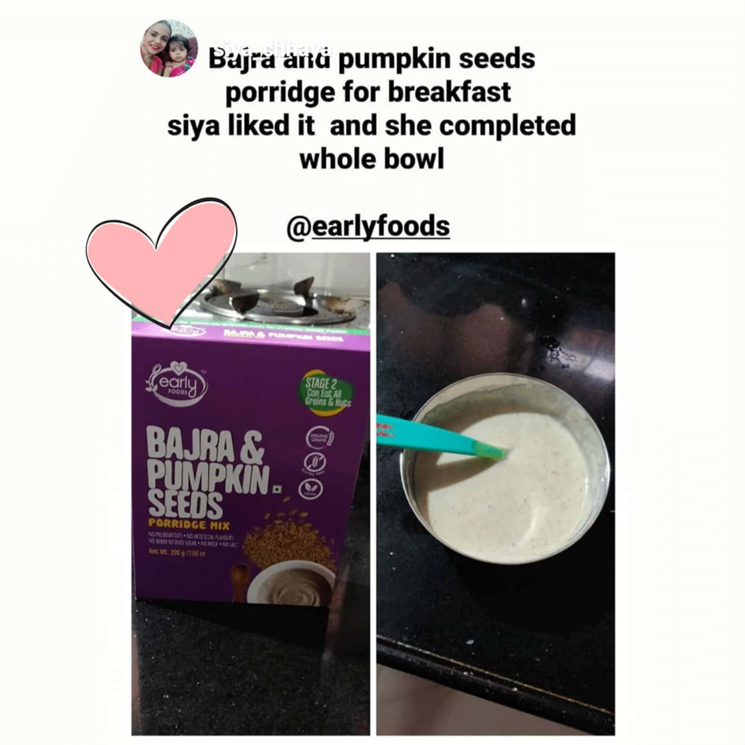 Buy EARLY FOODS BAJRA AND PUMPKIN SEEDS PORRIDGE MIX 200G Online & Get