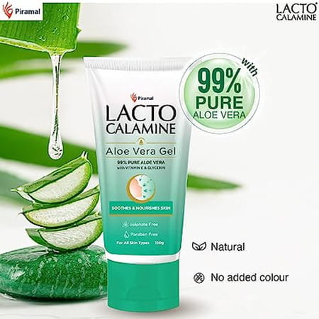 Lacto Calamine Aloe Vera Gel With 99% Pure Natural Aloe Vera Vitamin E And Glycerin 150 G X 12