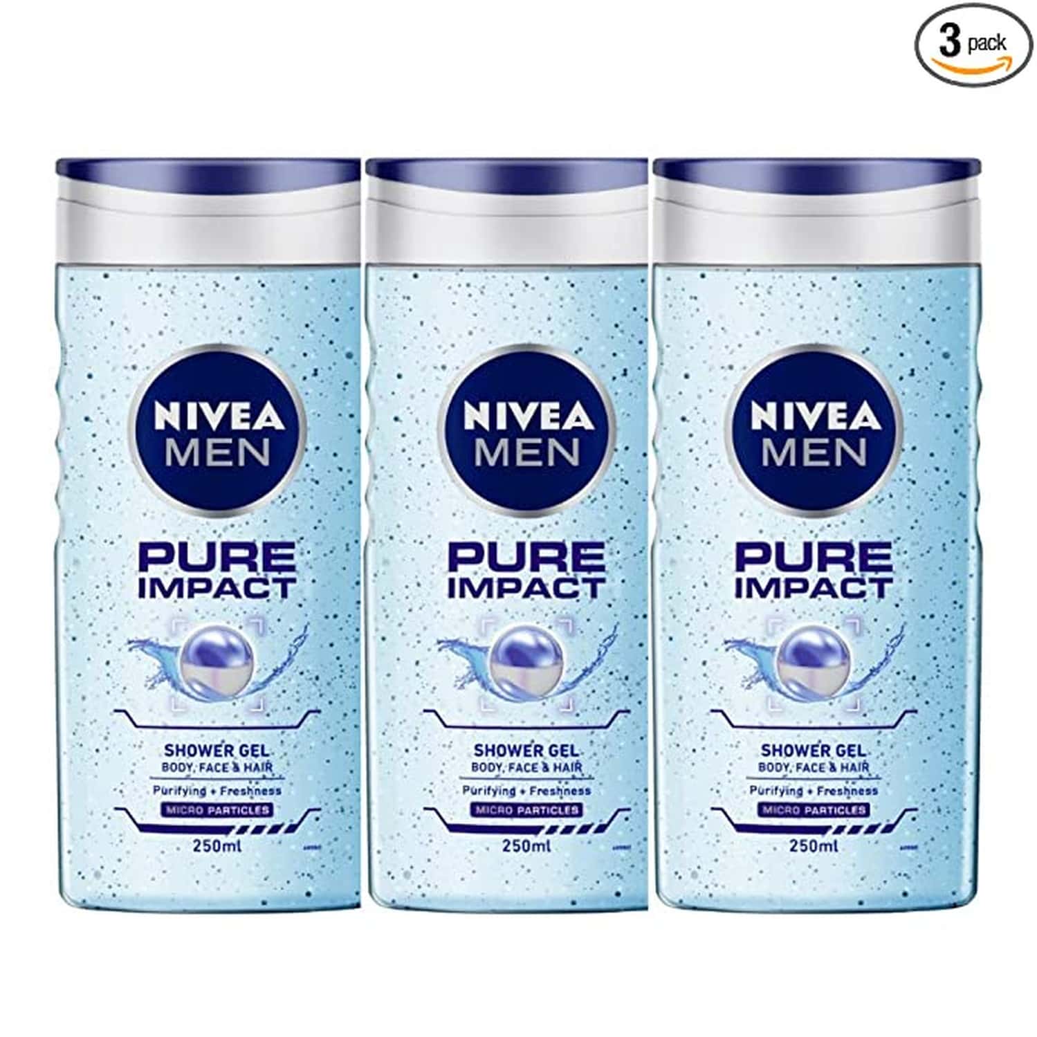 Nivea Pure Impact Shower Gel For Men | 250ml (Pack Of 3)