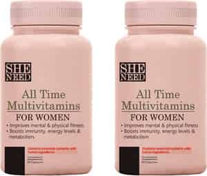 Sheneed All Time Multivitamin For Women-25 Essential Multivitamin And Mineral-60 Tablets(pack Of 2)