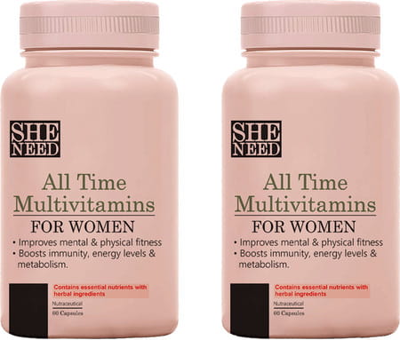 Sheneed All Time Multivitamin For Women-25 Essential Multivitamin And Mineral-60 Tablets(Pack Of 2)