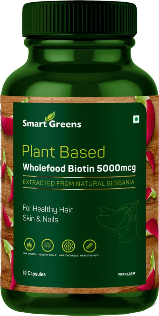Smart Greens Plant Based Wholefood Biotin 5000 Mcg - 60 Capsules