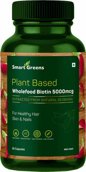Smart Greens Plant Based Wholefood Biotin 5000 Mcg - 60 Capsules