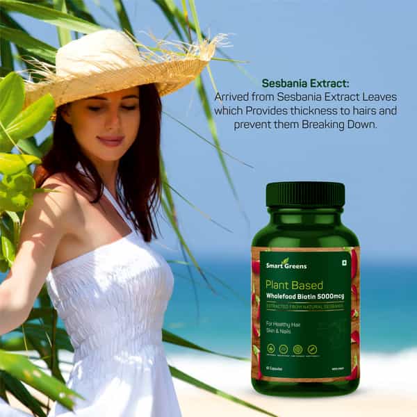 Smart Greens Plant Based Wholefood Biotin 5000 Mcg - 60 Capsules