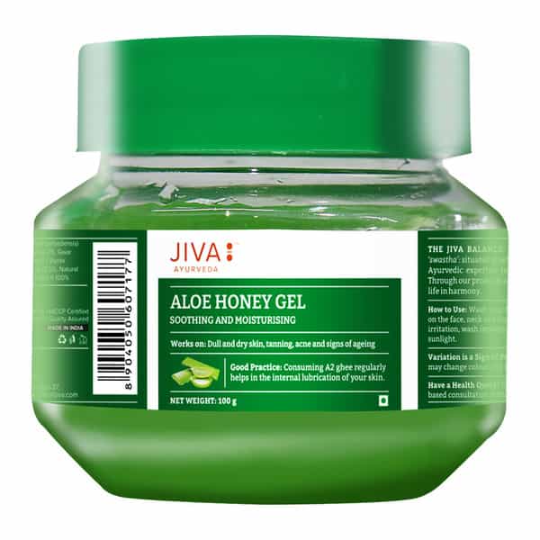 Jiva Aloe Honey Gel|Moisturizes & Soothes Dull Skin|Reduces Acne | Rashes -100G (Pack Of 3)