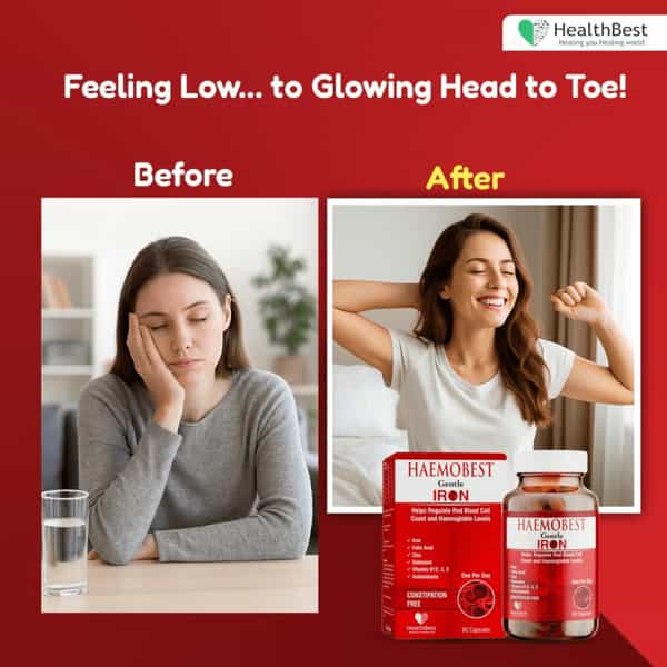 Healthbest Iron Capsules For Hemoglobin Support |Energy & Immunity - 60 Capsules
