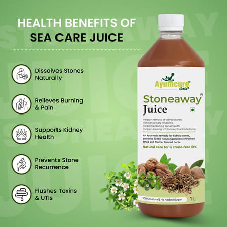 Ayumcure Stoneaway Juice | Ayurvedic Blend With Pashan Bhed Gokshura Punarnava & 11+ Herbs | 1ltr