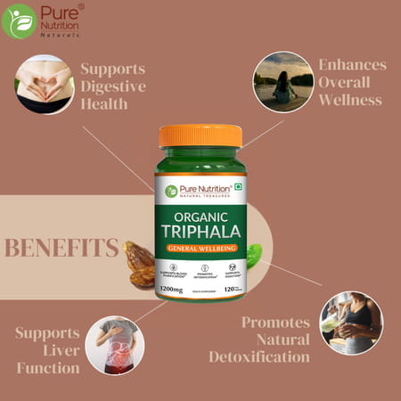 Pure Nutrition Triphala Tablets | For Healthy Digestion & Improves Bowel Wellness - 120 Veg Tablets