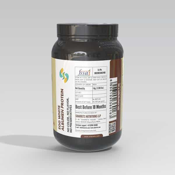 Sharrets Egg White Albumen Protein Powder | Chocolate - Lactose Free | Gluten Free | Halal Certified
