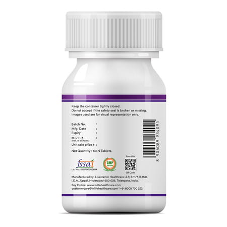 Inlife Chelated Magnesium Glycinate Supplement 2000mg Per Serving - 60 Tablets