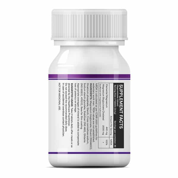 Inlife Magnesium Glycinate 2000Mg For Muscle Recovery & Sleep - 60 Tablets