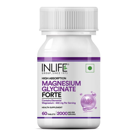Inlife Magnesium Glycinate 2000Mg Chelated Forte | Bisglycinate Form | Men & Women - 60 Tablets