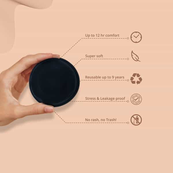 Bbold Reusable Menstrual Disc Without Stem | Supersoft | 12H Protection | Black - Large