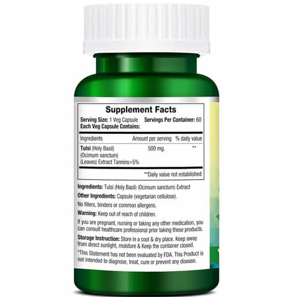 Morpheme Remedies Tulsi Holy Basil 500 Mg - 60 Veg Capsules