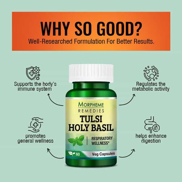 Morpheme Remedies Tulsi Holy Basil 500 Mg - 60 Veg Capsules