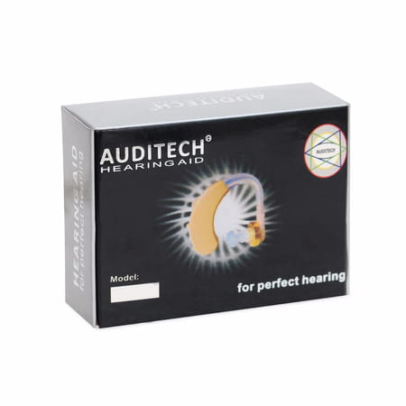 Auditech Silver Behind The Ear Hearing Aid (Free 6 Made In Germany Batteries)