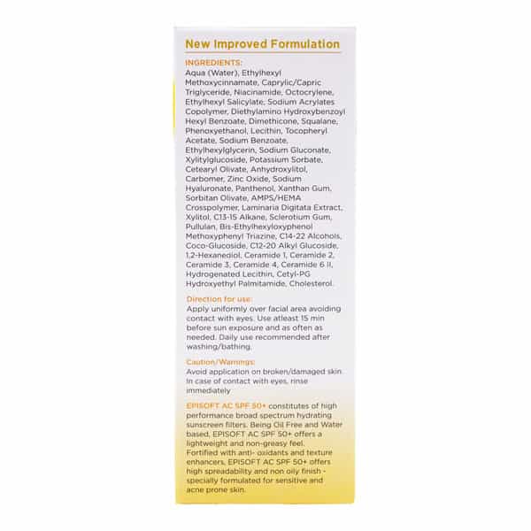 Episoft Ac | Spf 50+ Hydrating Sunscreen | Tube 50 Gm