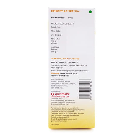 Episoft Ac Spf 50+ Hydrating Sunscreen 50gm