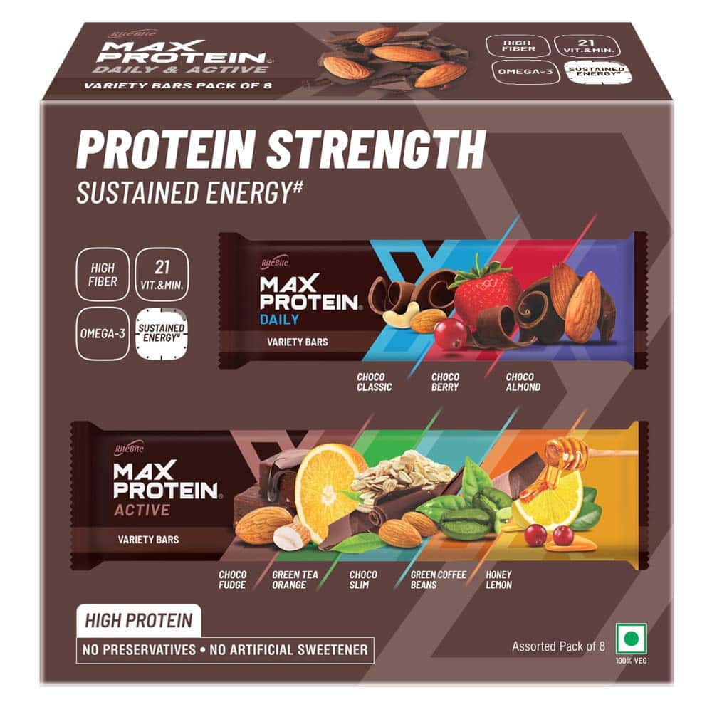 Buy Ritebite Max Protein Assorted Nutrition Bar Box Of 502 G Online at