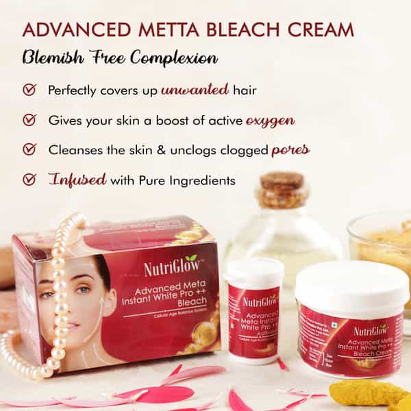 Nutriglow Advanced Meta Instant White Pro ++ Bleach For Glowing & Brightening Skin(43Gm)