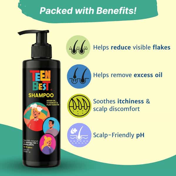 Healthbest Teens Shampoo For Oily & Sweaty Scalp - For Boys & Girls 13 - 19 Years - 200Ml