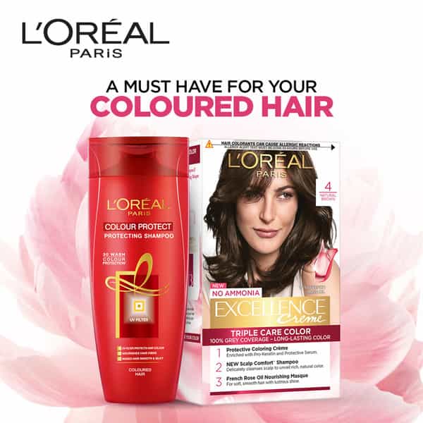 L'oreal Paris Excellence Creme 4 Natural Brown/Natural Dark Brown (72Ml + 100G) Hair Color Box 172G