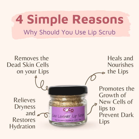 Coco Crush Lavender Coconut Lips Scrub For Lightening & Brightening Dark Lips - 25g