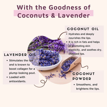 Coco Crush Lavender Coconut Lips Scrub For Lightening & Brightening Dark Lips - 25g