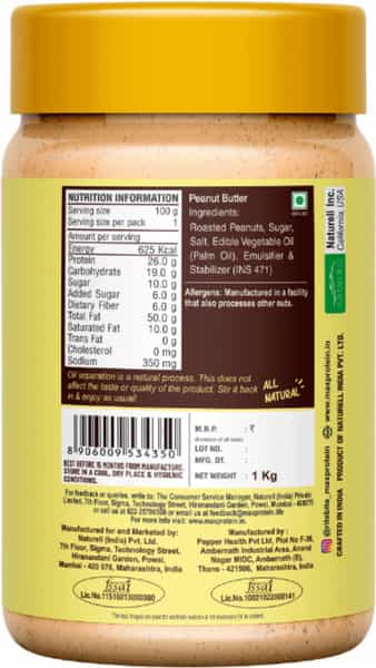 Max Protein Peanut Spread - Classic Creamy [1 Kg] - Pack Of 1