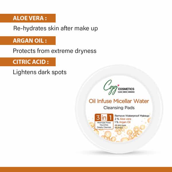 Cgg Cosmetics Oil Infuse Micellar Water Cleansing Pads