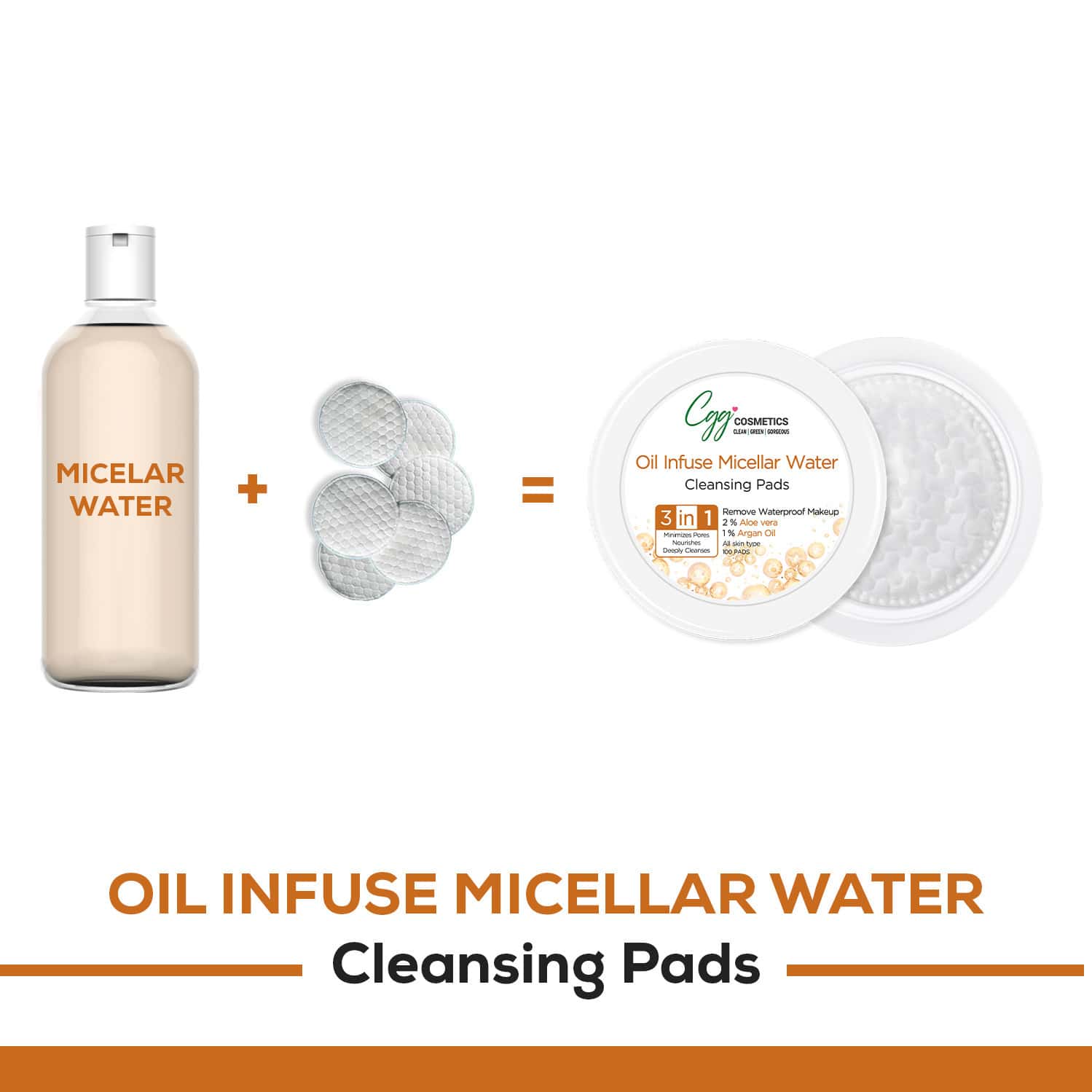 Buy CGG COSMETICS OIL INFUSE MICELLAR WATER CLEANSING PADS Online & Get