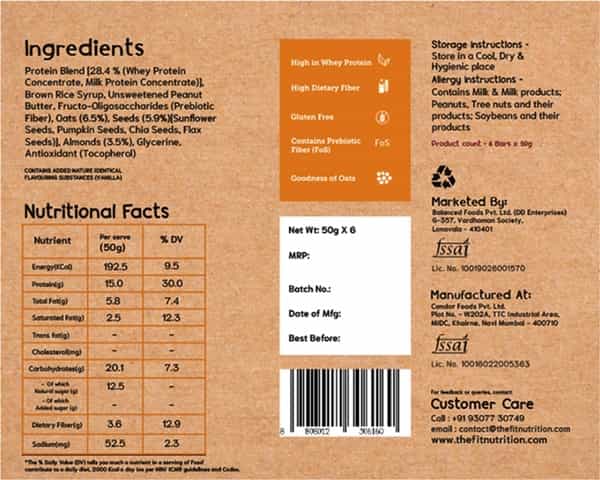 F'it Nutrition Bar - Nuts N Seeds (Pack Of 6)