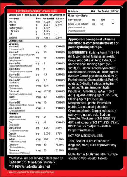 Musclexp Zinc Complex Vitamins & Minerals Daily Vital 60 Tablets