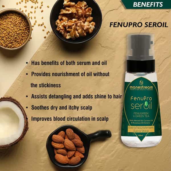 Manestream Fenupro Seroil With Fenugreek And Green Tea | Ayurvedic Combination Of Serum + Oil|100 Ml