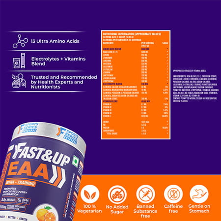 Fast&Up Eaa Intra - Training/Workout Drink (Eaax9) -30 Servings (Tangy Orange)