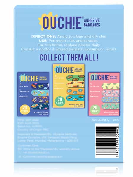 Ouchie Non-Toxic Printed Bandages Double Combo (40 Pack) - Pink & Blue
