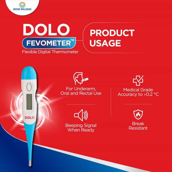 Dolofevometer Micro Wellness Dolo Fevometer - Flexible Digital Thermometer (Pack Of 3)