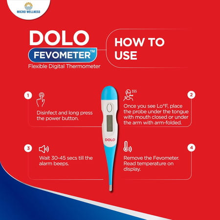 Dolofevometer Micro Wellness Dolo Fevometer - Flexible Digital Thermometer (Pack Of 3)