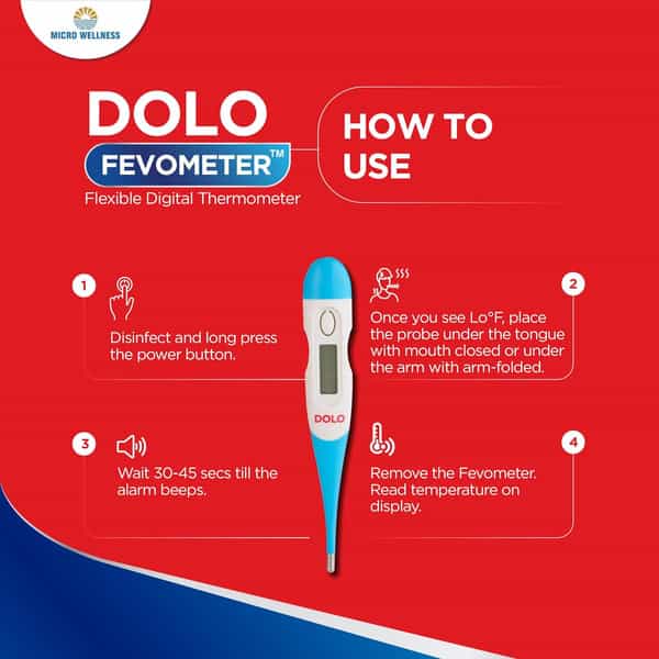 Dolofevometer Micro Wellness Dolo Fevometer - Flexible Digital Thermometer (Pack Of 3)