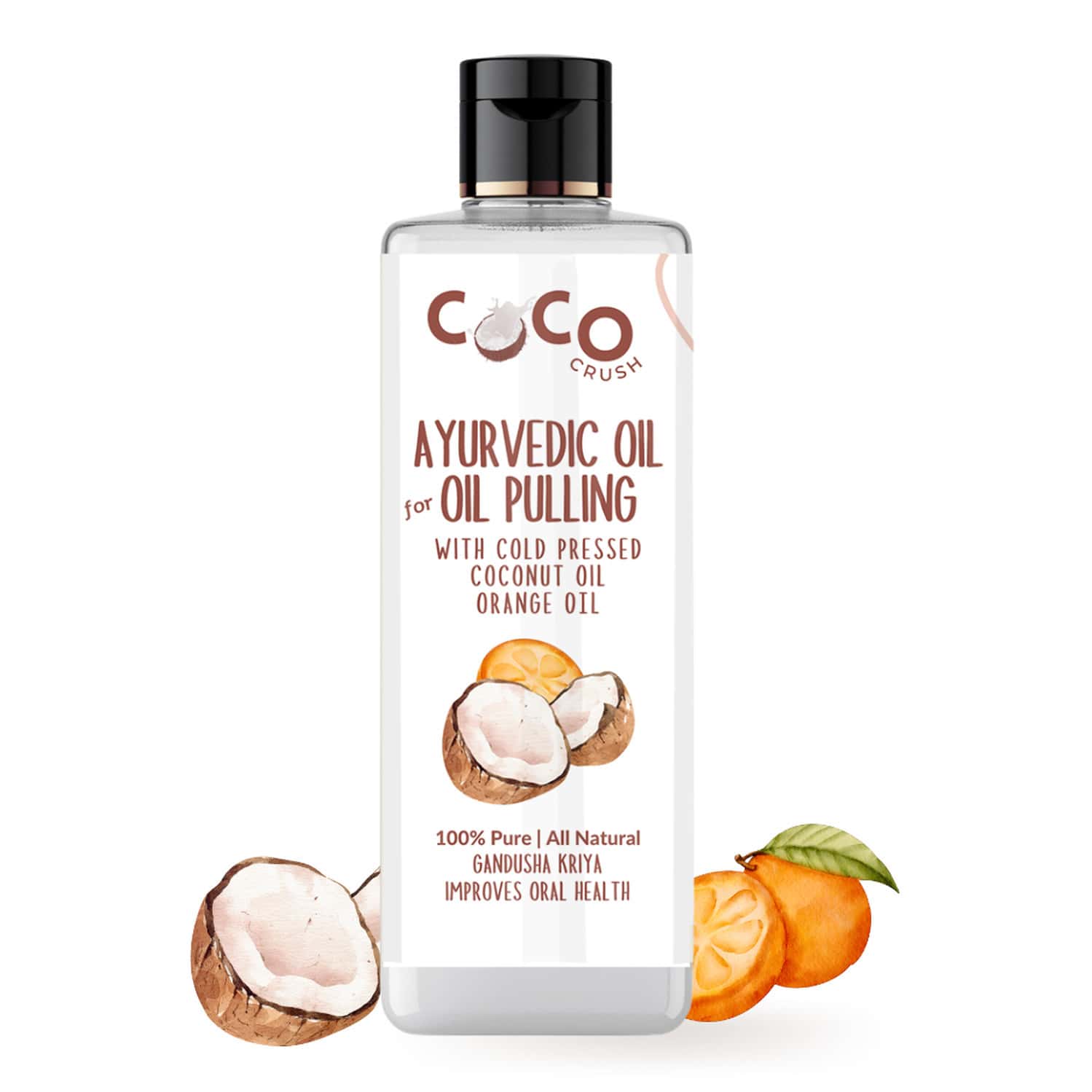 Coco Crush Ayurvedic Coconut & Orange Oil For Oil Pulling - 50ml