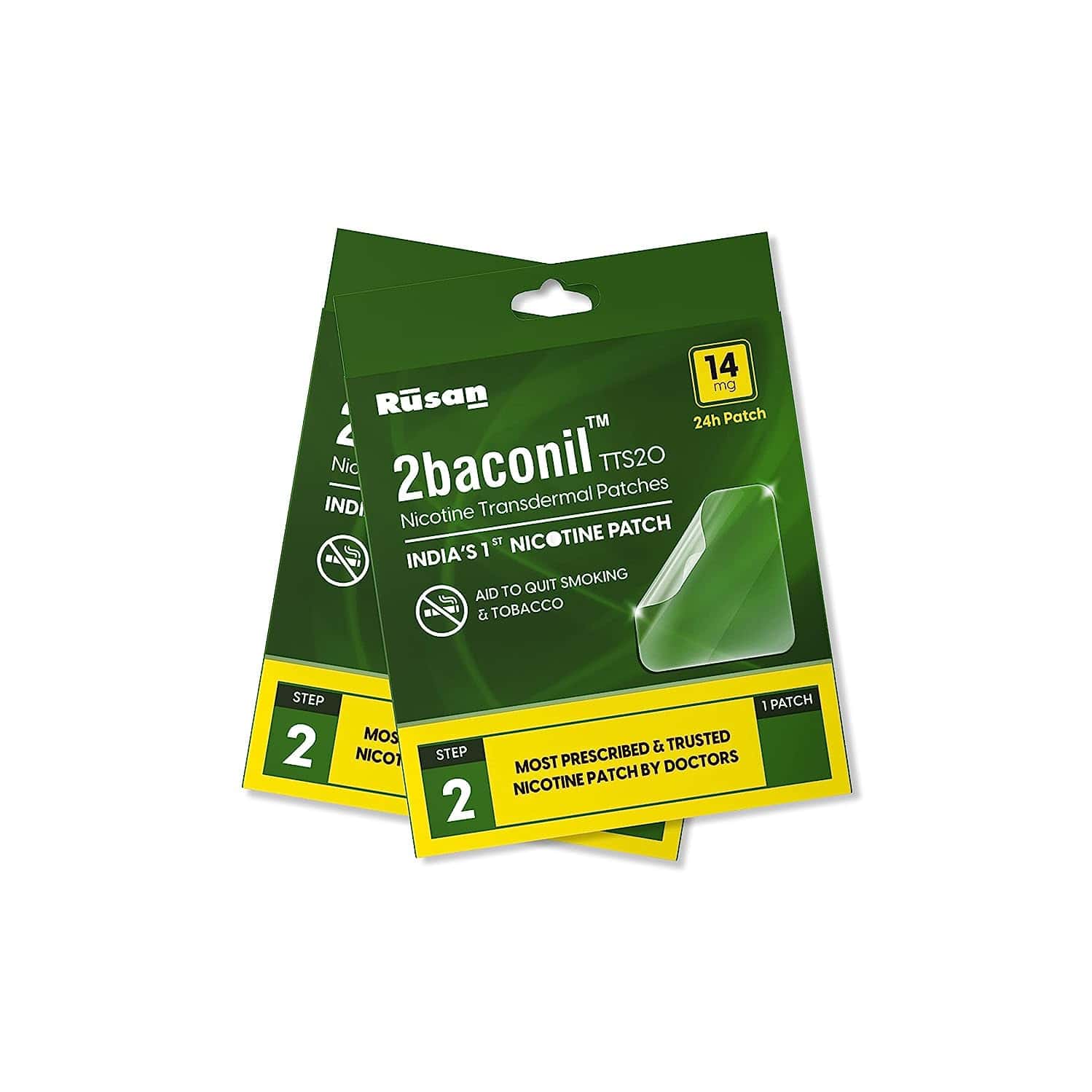 Rusan 2baconil Nicotine Transdermal Patch 24h | Pack Of 2 Patches (Step 2 - 14 Mg)